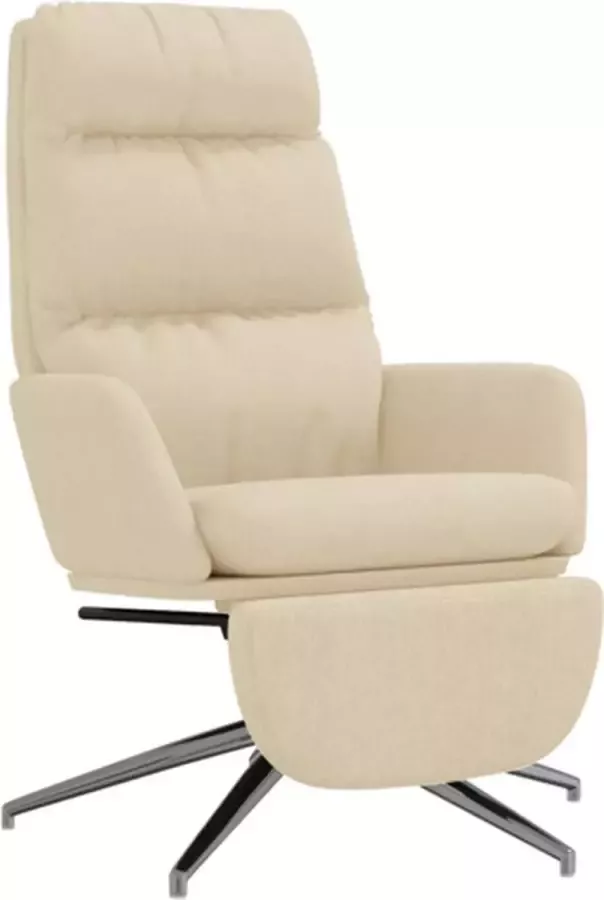 VidaXL Relaxstoel met voetensteun stof crèmekleurig - Foto 2
