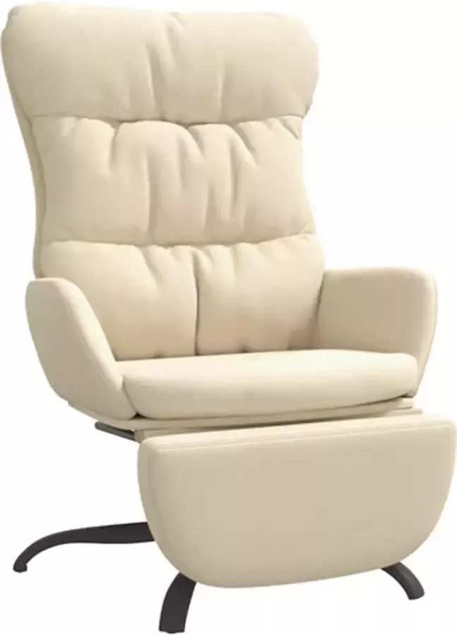 VIDAXL Relaxstoel met voetensteun stof crèmekleurig - Foto 2
