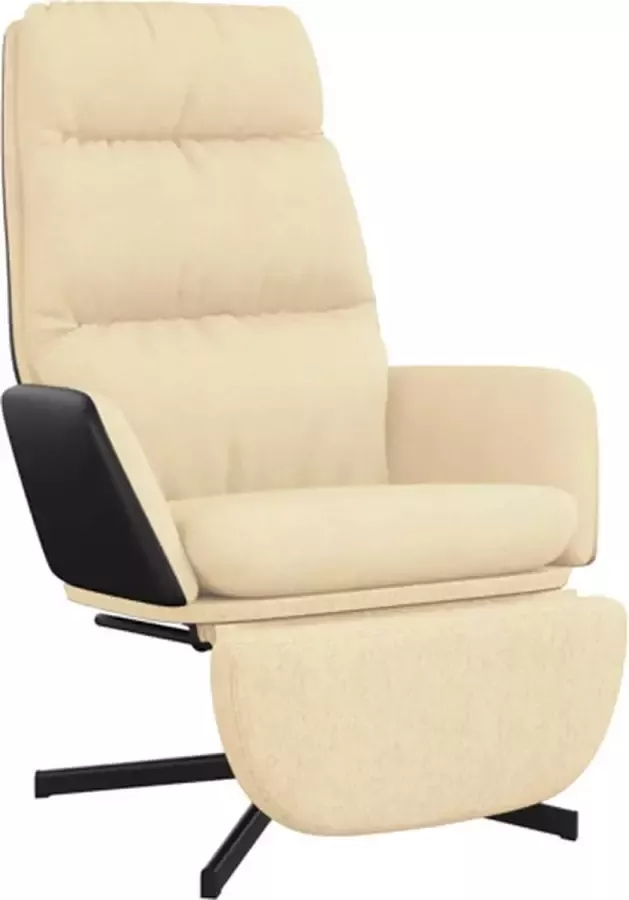 VidaXL Relaxstoel met voetensteun stof crèmekleurig - Foto 2