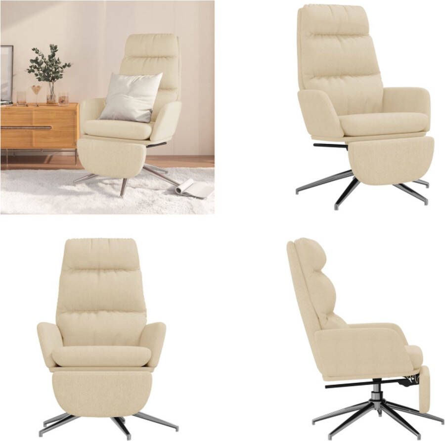 VidaXL Relaxstoel met voetensteun stof crèmekleurig Relaxstoel Met Voetensteun Relaxstoelen Met Voetensteunen Zetel Met Voetensteun Relaxstoel