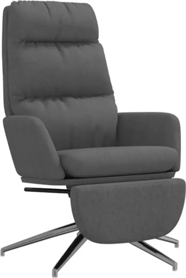 VIDAXL Relaxstoel met voetensteun stof donkergrijs - Foto 4