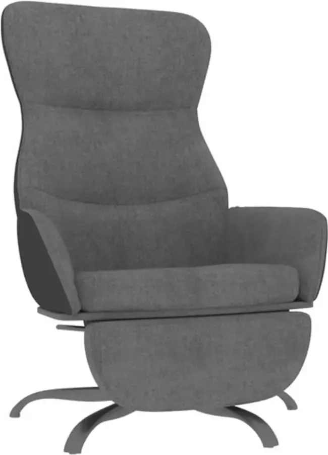 VIDAXL Relaxstoel met voetensteun stof donkergrijs - Foto 2