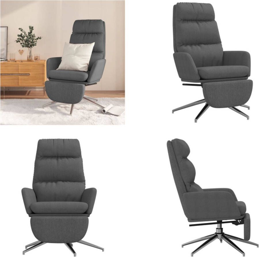 VidaXL Relaxstoel met voetensteun stof donkergrijs Relaxstoel Met Voetensteun Relaxstoelen Met Voetensteunen Zetel Met Voetensteun Relaxstoel