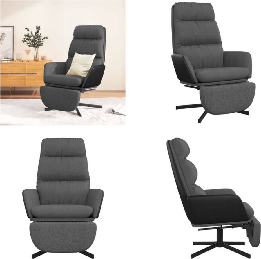 VidaXL Relaxstoel met voetensteun stof donkergrijs Relaxstoel Met Voetensteun Relaxstoelen Met Voetensteunen Zetel Met Voetensteun Relaxstoel