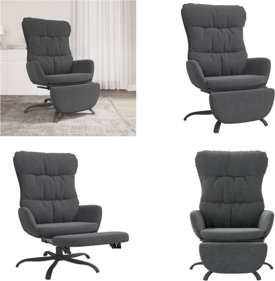 vidaXL Relaxstoel met voetensteun stof donkergrijs Relaxstoel Met Voetensteun Relaxstoelen Met Voetensteunen Zetel Met Voetensteun Relaxstoel