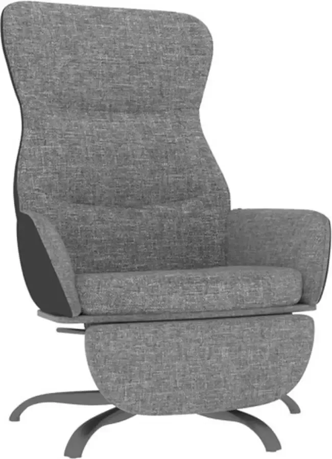 VIDAXL Relaxstoel met voetensteun stof lichtgrijs - Foto 6