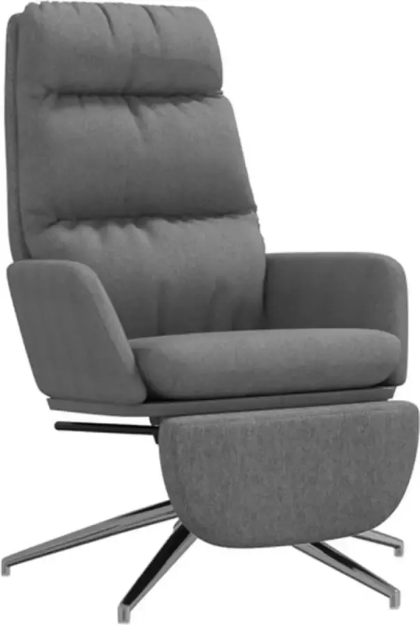 VIDAXL Relaxstoel met voetensteun stof lichtgrijs - Foto 5