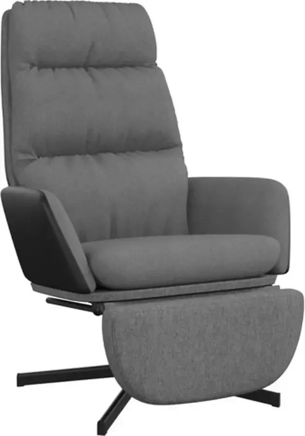 VIDAXL Relaxstoel met voetensteun stof lichtgrijs - Foto 4