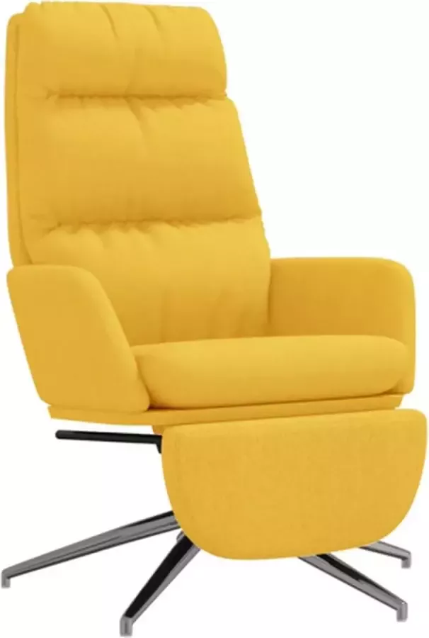 VidaXL Relaxstoel met voetensteun stof mosterdgeel - Foto 2