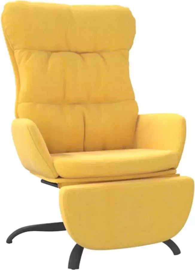 VIDAXL Relaxstoel met voetensteun stof mosterdgeel - Foto 2