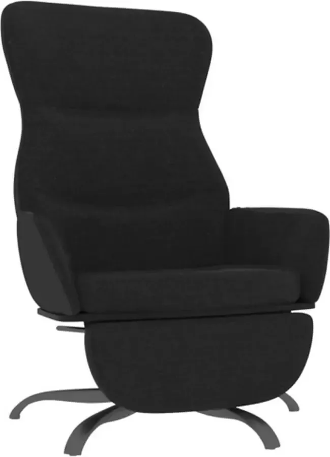 VidaXL Relaxstoel met voetensteun stof zwart - Foto 2