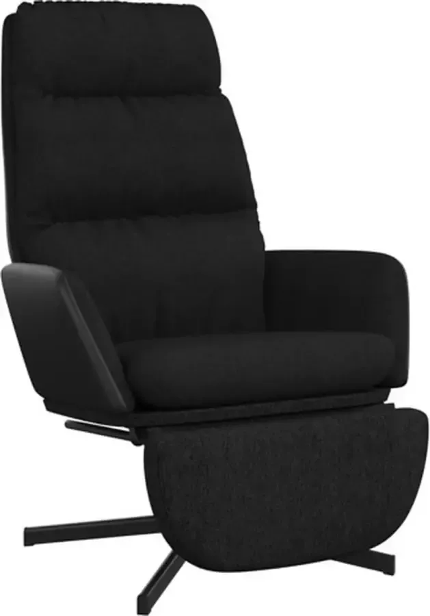 VIDAXL Relaxstoel met voetensteun stof zwart - Foto 2