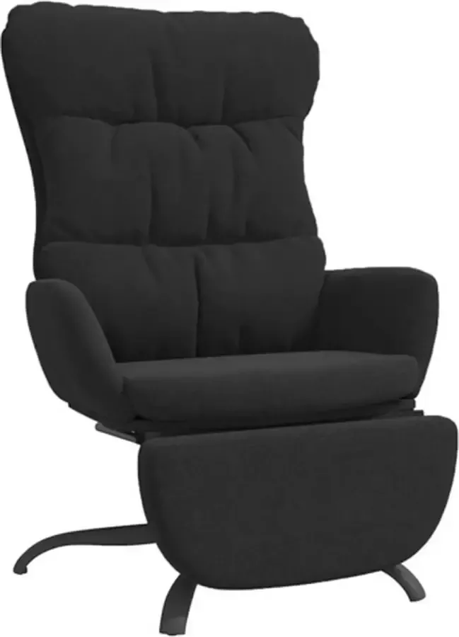 VIDAXL Relaxstoel met voetensteun stof zwart - Foto 2