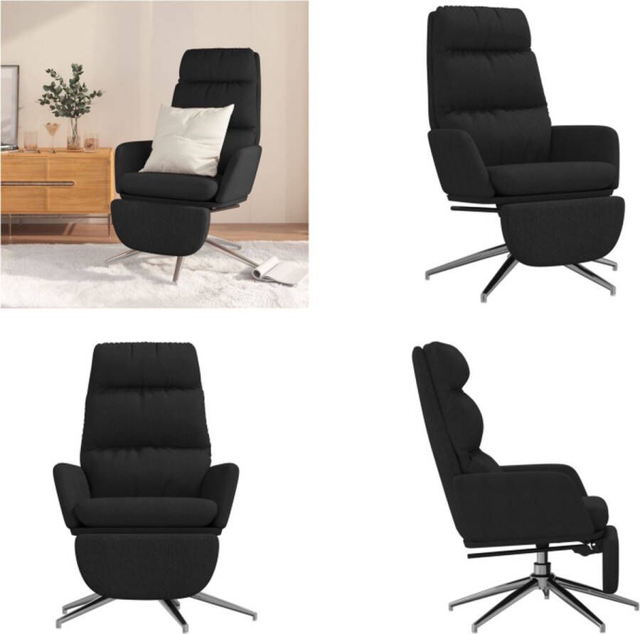 VidaXL Relaxstoel met voetensteun stof zwart Relaxstoel Met Voetensteun Relaxstoelen Met Voetensteunen Zetel Met Voetensteun Relaxstoel