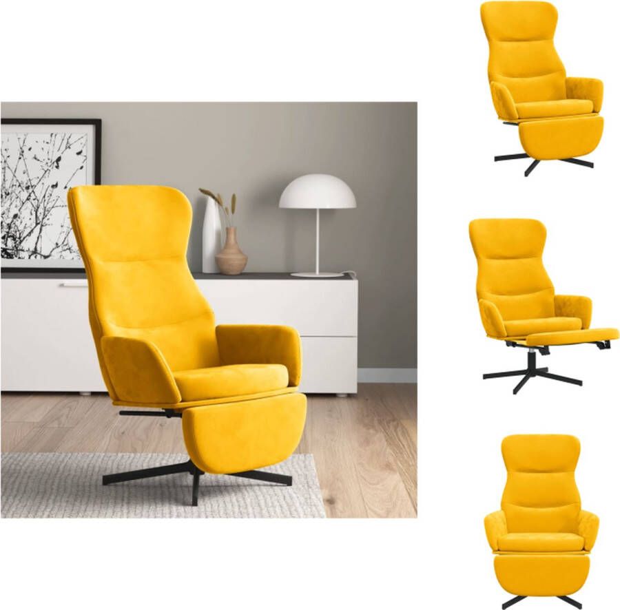 VidaXL Relaxstoel Mustard Fluweel 70 x 77 x 94 cm Armleuningen Voetensteun Montagehandleiding inbegrepen Fauteuil