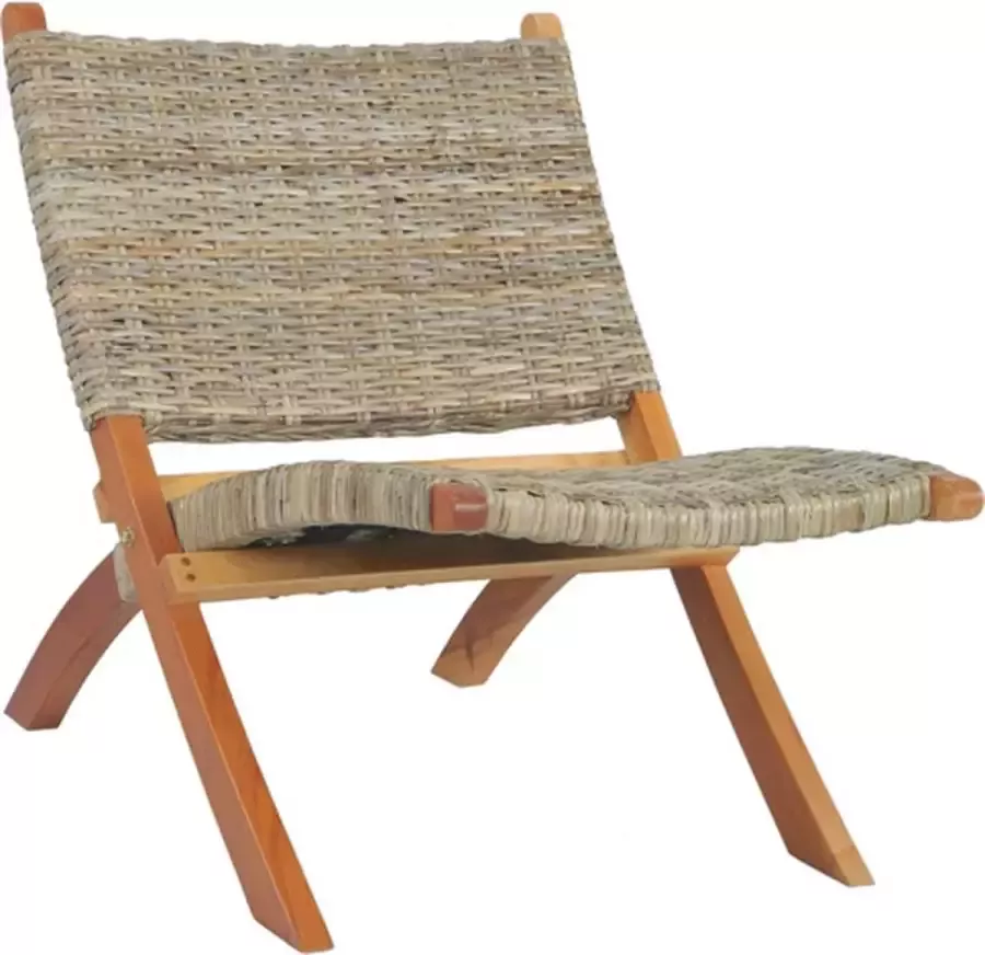 VidaXL Relaxstoel natuurlijk kubu rattan en massief mahoniehout - Foto 2