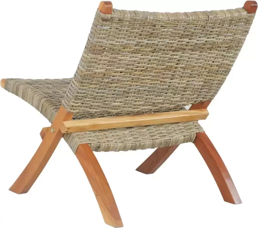 VidaXL Relaxstoel natuurlijk kubu rattan en massief mahoniehout - Foto 1