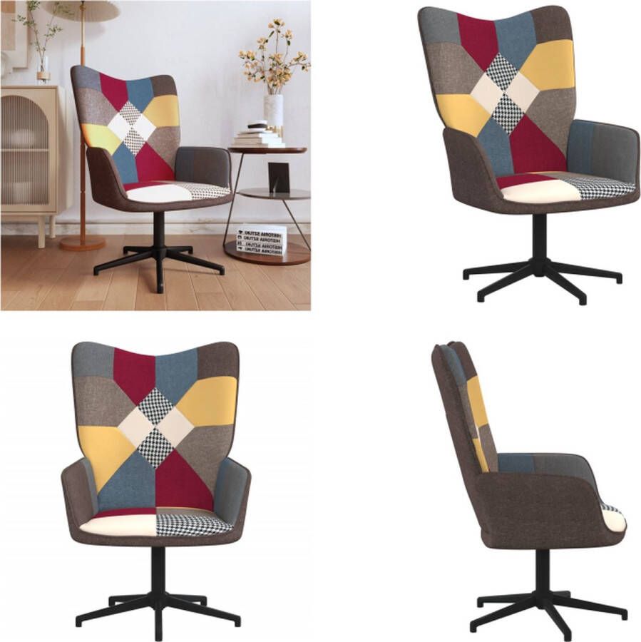VidaXL Relaxstoel patchwork stof Relaxstoel Relaxstoelen Fauteuil Fauteuils - Foto 3