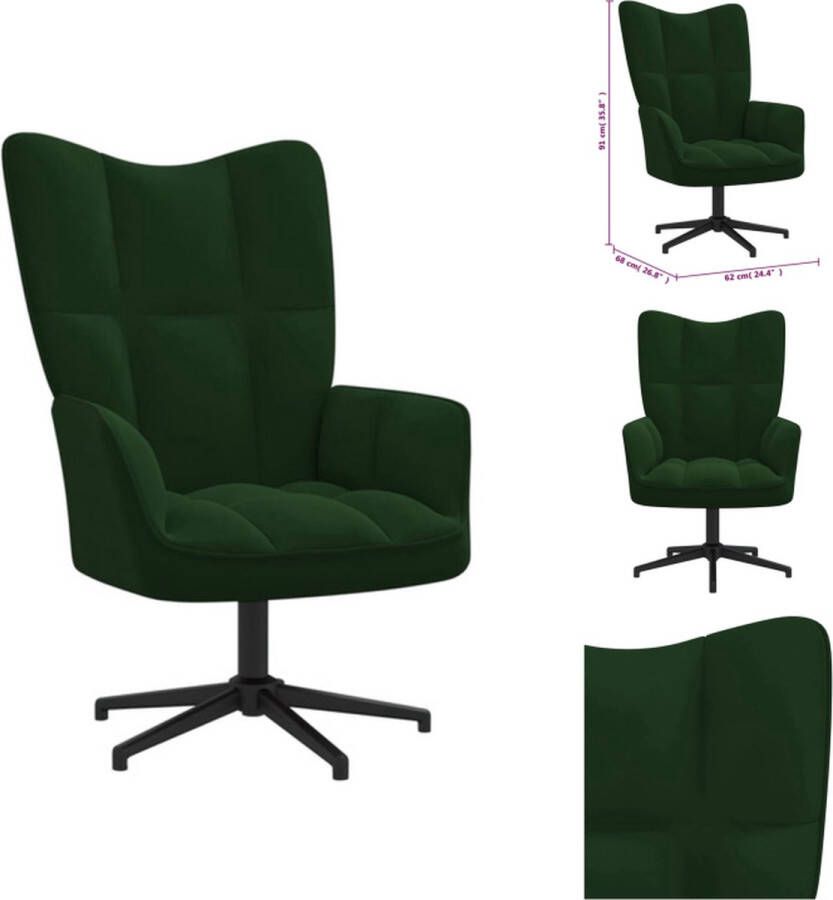 VidaXL Relaxstoel Stoelen 62 x 68 x 91 cm Donkergroen Fluweel Fauteuil