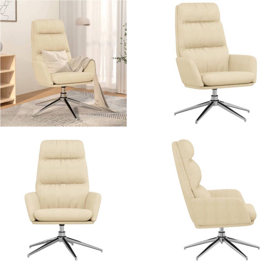 VidaXL Relaxstoel stof crèmekleurig Relaxstoel Relaxstoelen Fauteuil Relaxfauteuil - Foto 2
