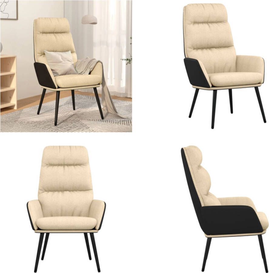VidaXL Relaxstoel stof crèmekleurig Relaxstoel Relaxstoelen Fauteuil Relaxfauteuil - Foto 3