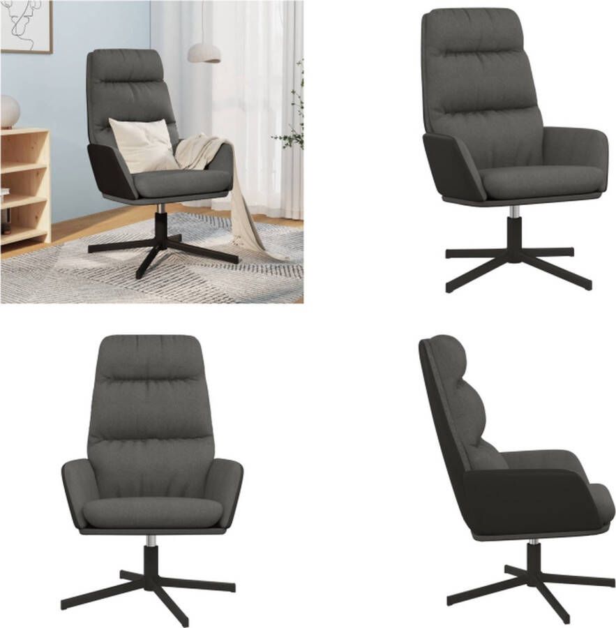 VidaXL Relaxstoel stof donkergrijs Relaxstoel Relaxstoelen Fauteuil Relaxfauteuil