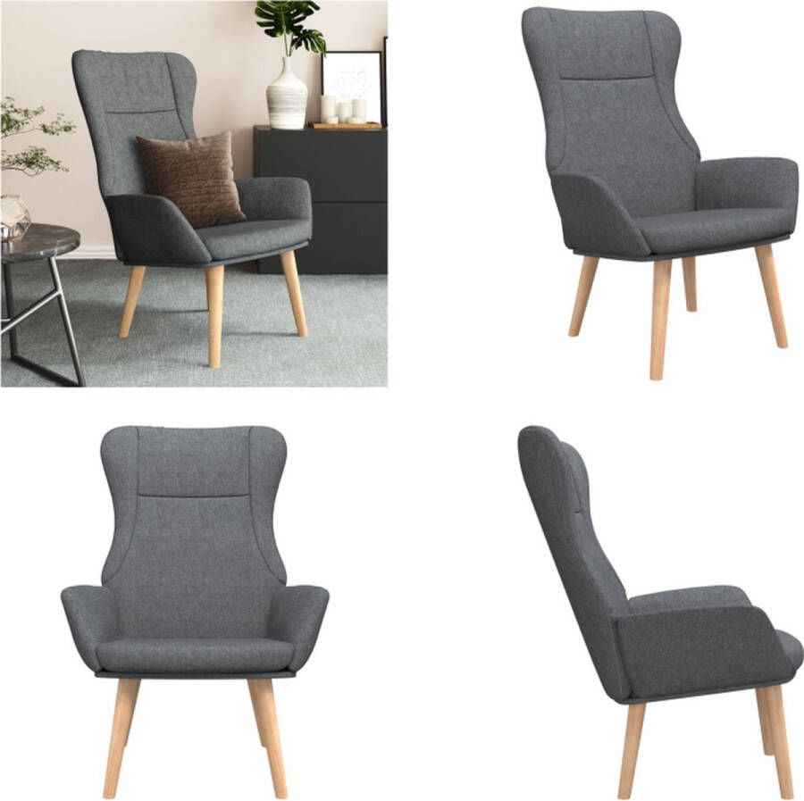 vidaXL Relaxstoel stof donkergrijs Relaxstoel Relaxstoelen Fauteuil Relaxfauteuil