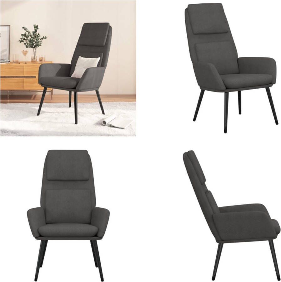 VidaXL Relaxstoel stof donkergrijs Relaxstoel Relaxstoelen Fauteuil Relaxfauteuil