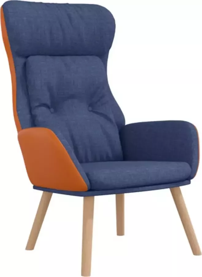VIDAXL Relaxstoel stof en PVC blauw - Foto 2