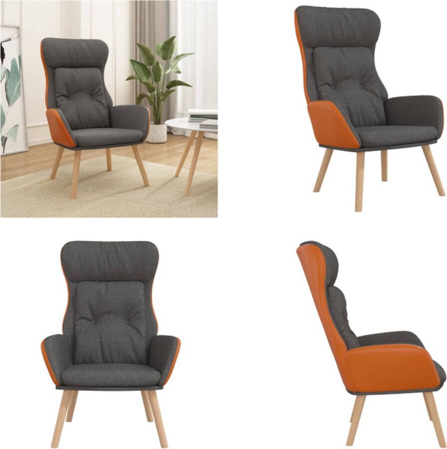 VidaXL Relaxstoel stof en PVC donkergrijs Relaxstoel Relaxstoelen Fauteuil Relaxfauteuil