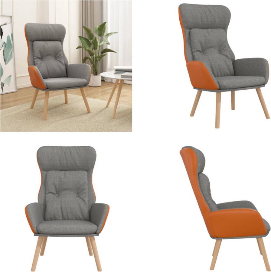 VidaXL Relaxstoel stof en PVC lichtgrijs Relaxstoel Relaxstoelen Fauteuil Relaxfauteuil - Foto 2