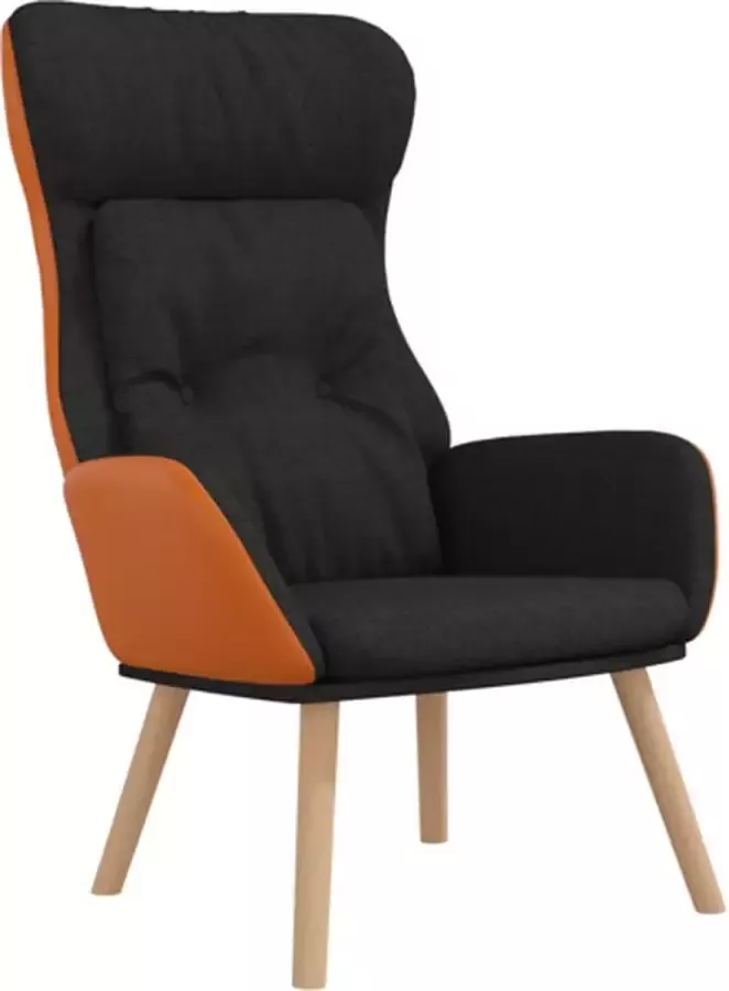 VIDAXL Relaxstoel stof en PVC zwart - Foto 3