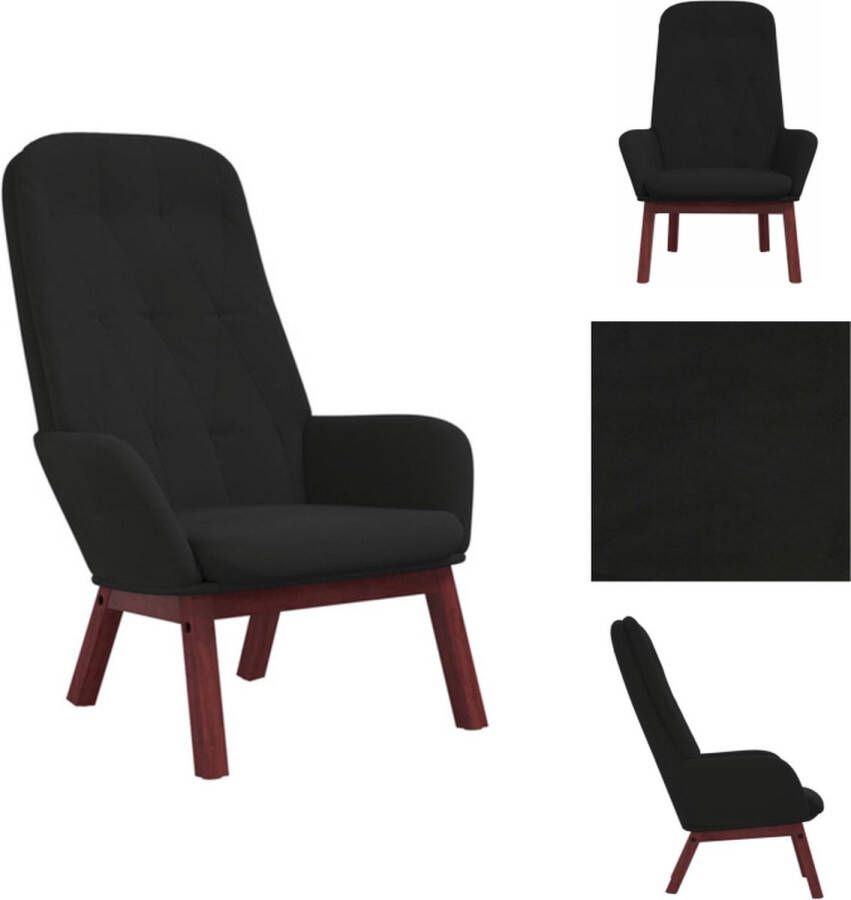 VidaXL Relaxstoel Trendy Eetkamerstoel 70 x 77 x 98 cm Zwart Fluweel Fauteuil