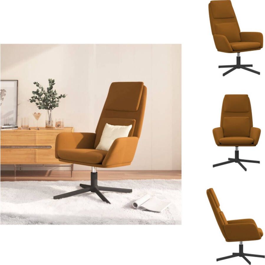 VidaXL Relaxstoel Velours Bruin 70x77x98 cm 360 graden draaibaar Fauteuil