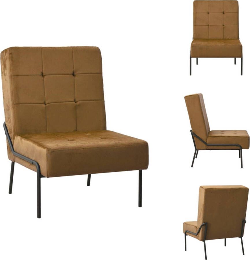 VidaXL Relaxstoel Velvet Bruin Zwart 65 x 79 x 87 cm Ergonomisch ontwerp Fauteuil