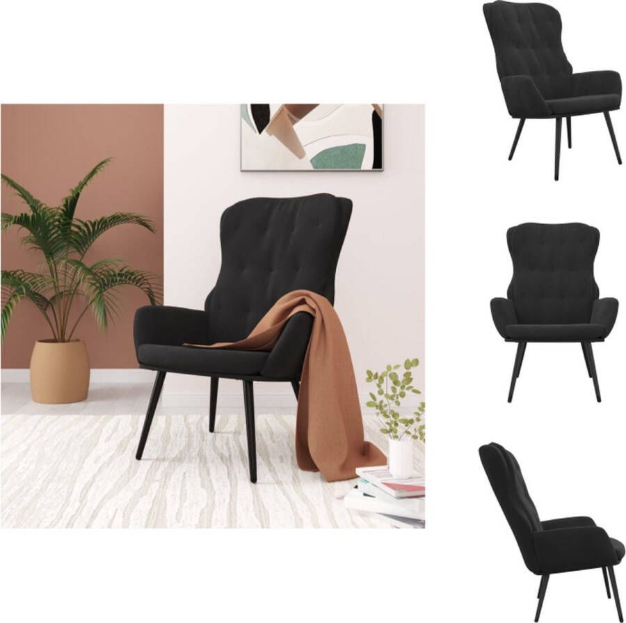 VidaXL Relaxstoel Velvet Zwart 70x77x98 cm Hoogwaardig materiaal en stevig frame Fauteuil