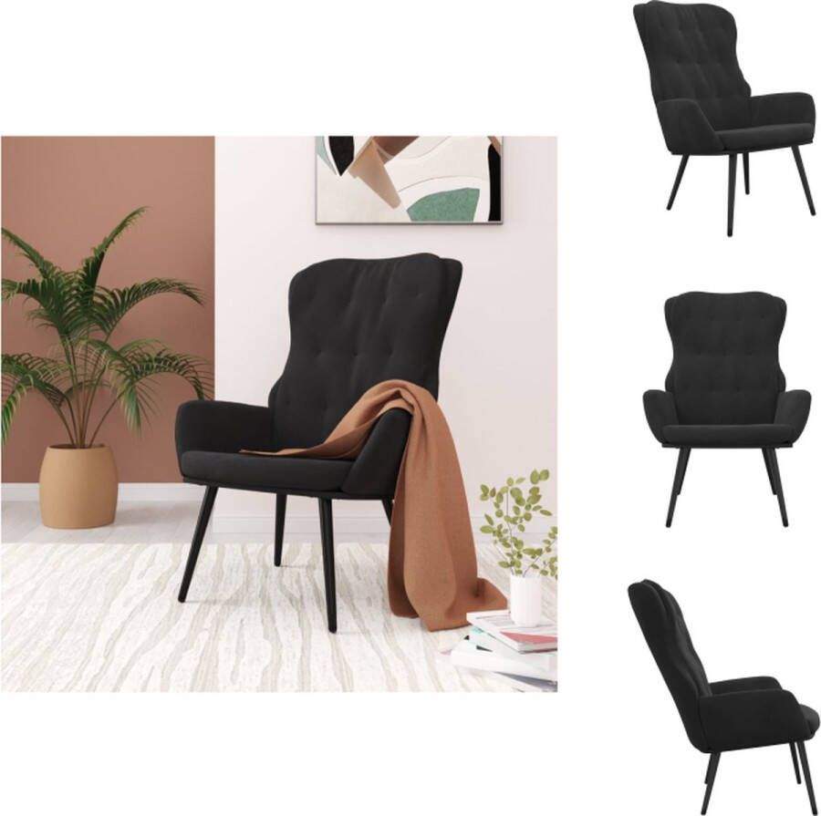 vidaXL Relaxstoel Velvet Zwart 70x77x98 cm Hoogwaardig materiaal en stevig frame Fauteuil