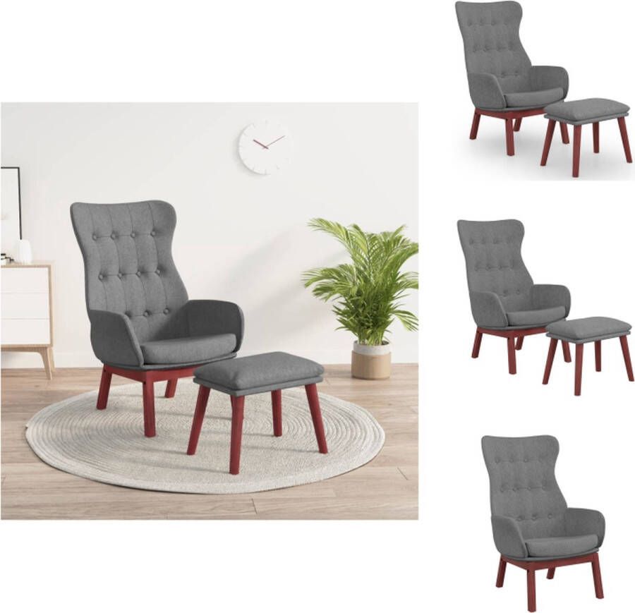 VidaXL Relaxstoel Voetenbank 70x77x94cm Lichtgrijs Fauteuil - Foto 2