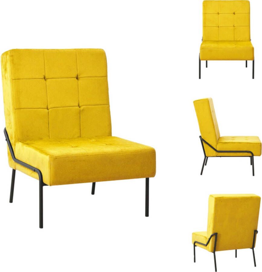 VidaXL Relaxstoel woonkamerstoel 65x79x87 cm mosterdgeel en zwart fluweel METAAL 110 kg Fauteuil