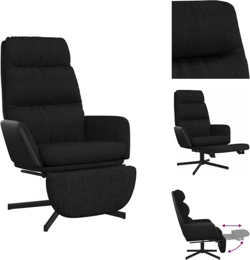 VidaXL Relaxstoel Woonkamerstoel Zwart 70 x 77 x 98 cm Comfortabel en Draaibaar Fauteuil