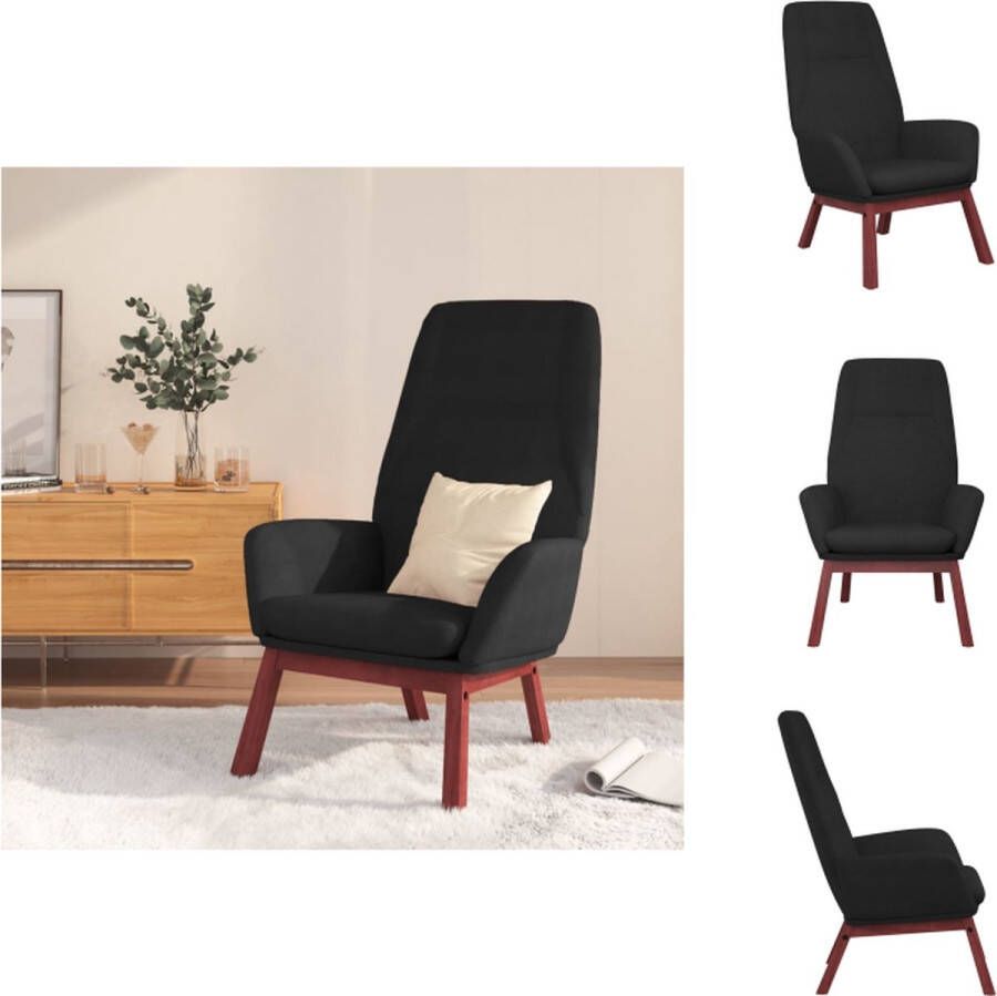 VidaXL Relaxstoel Stof Zwart Comfort en Design Relaxstoel Fauteuils Lounge Chair Tuinstoel Zwarte Relaxstoel Comfortabele Stoel Buitenstoel Binnenstoel Designstoel Moderne Stoel Stapelbare Stoel - Foto 4