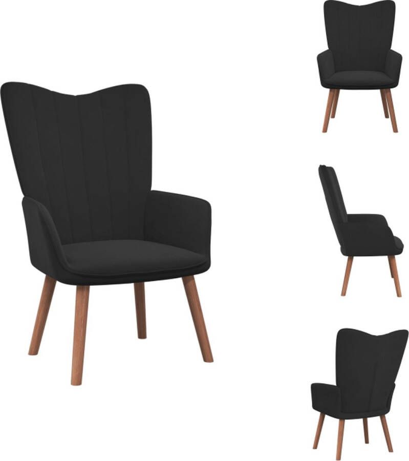VidaXL Relaxstoel zwart fluweel 61.5 x 69 x 95.5 cm stabiel en duurzaam Fauteuil