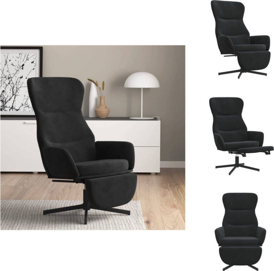 VidaXL Relaxstoel Zwart Fluweel 70x77x94 cm 360 graden draaibaar Fauteuil