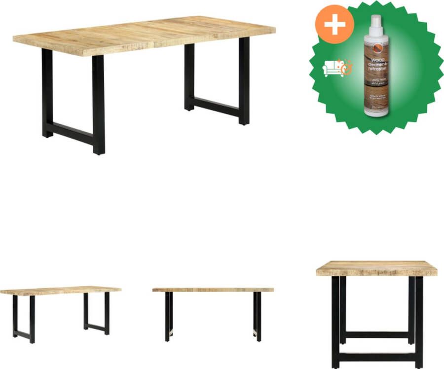 VidaXL Retro Eettafel Industriële Stijl Mangohout 180 x 90 x 76 cm Tafel Inclusief Houtreiniger en verfrisser