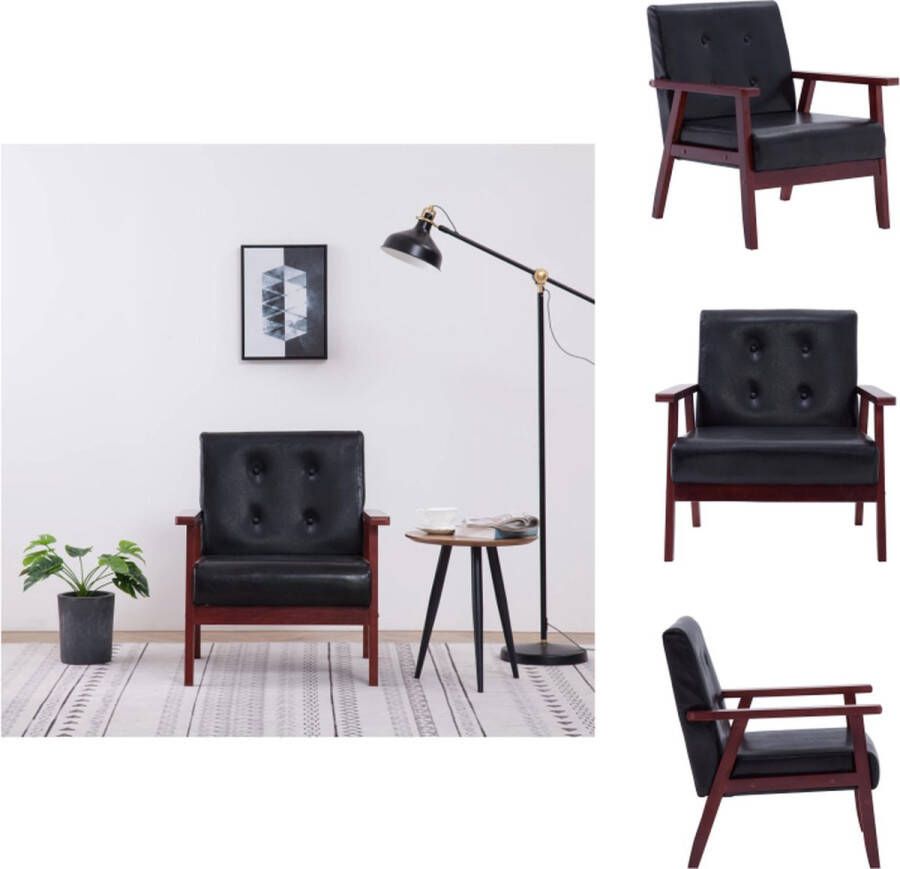 VidaXL Retro Fauteuil Stoelen Afmeting- 64.5 x 67 x 73.5 cm Ken- Zwart Draagvermogen- 110 kg Materiaal- Houten frame en kunstleren bekleding Fauteuil