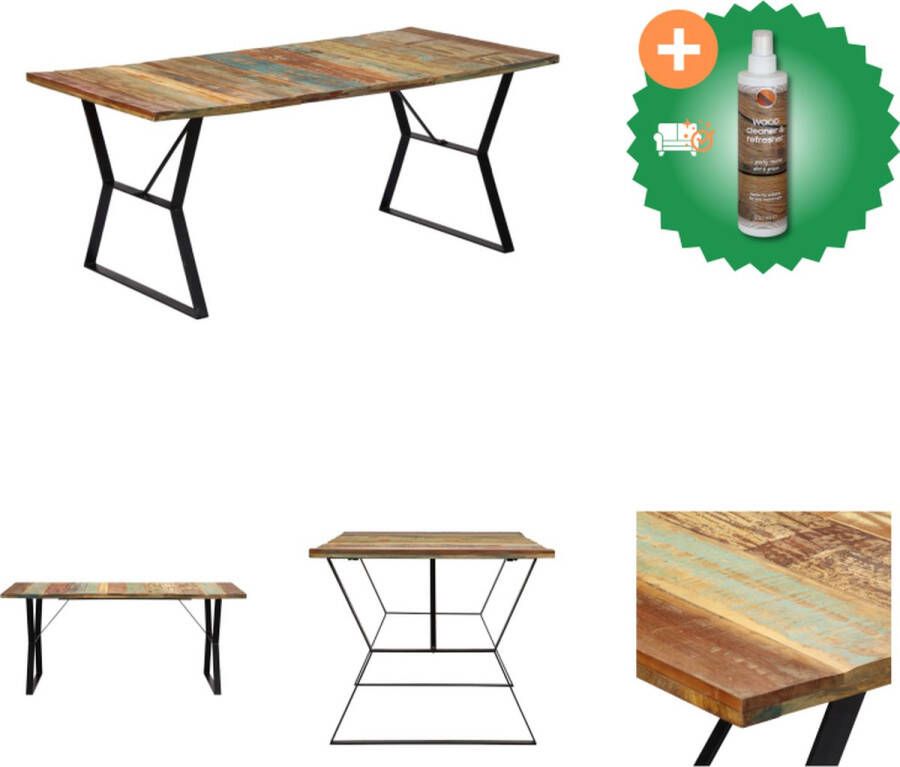 VidaXL Retro Gerecycled Houten Eetkamertafel 180 x 90 x 76 cm Vintage Charme Tafel Inclusief Houtreiniger en verfrisser
