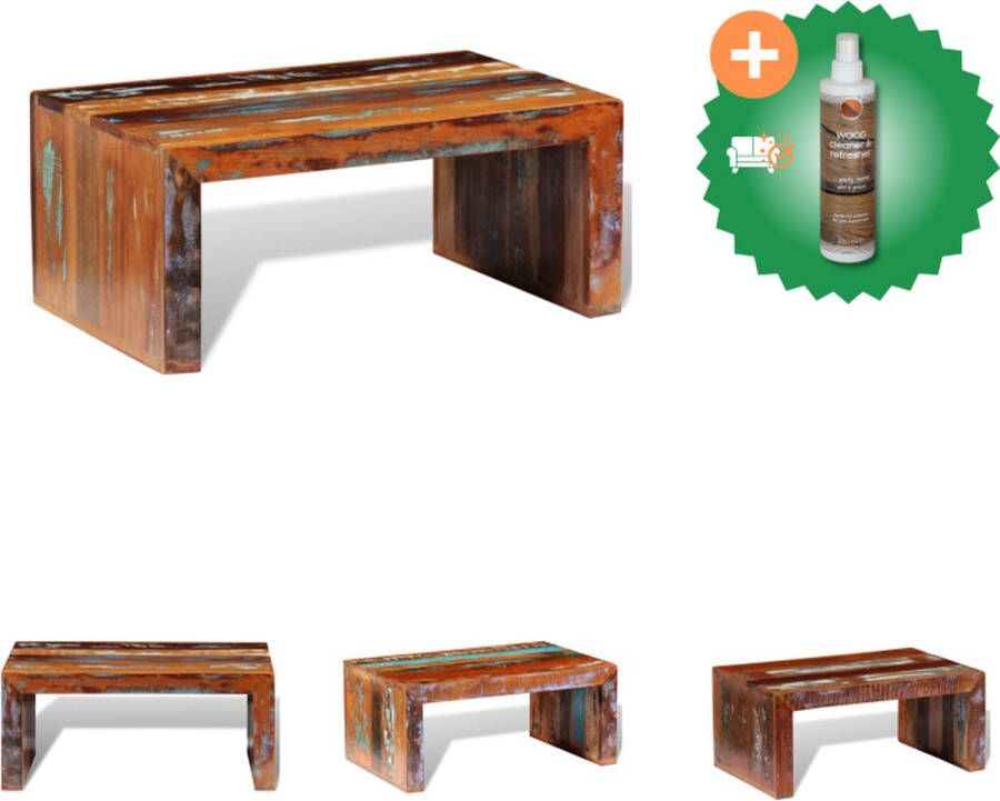 VidaXL Retro Houten Salontafel 80 x 50 x 35 cm Gerecycled Hout Tafel Inclusief Houtreiniger en verfrisser