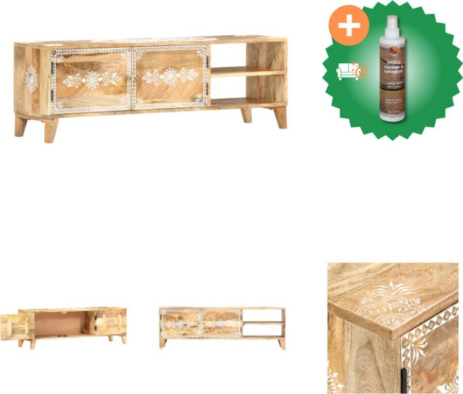 VidaXL TV-meubel Industriële Stijl 120 x 30 x 40 cm Handgemaakt Mangohout Staal Kast Inclusief Houtreiniger en verfrisser
