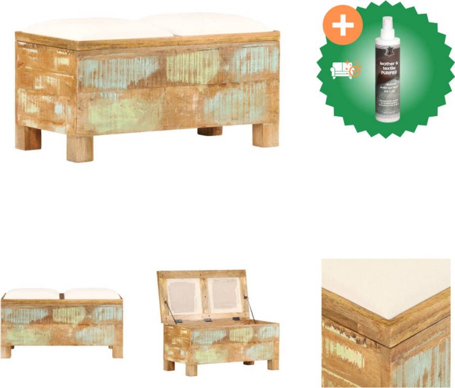 VidaXL Retro Opbergbankje Gerecycled Hout 80x40x40 cm Vintage Stijl Hocker Inclusief Reiniger