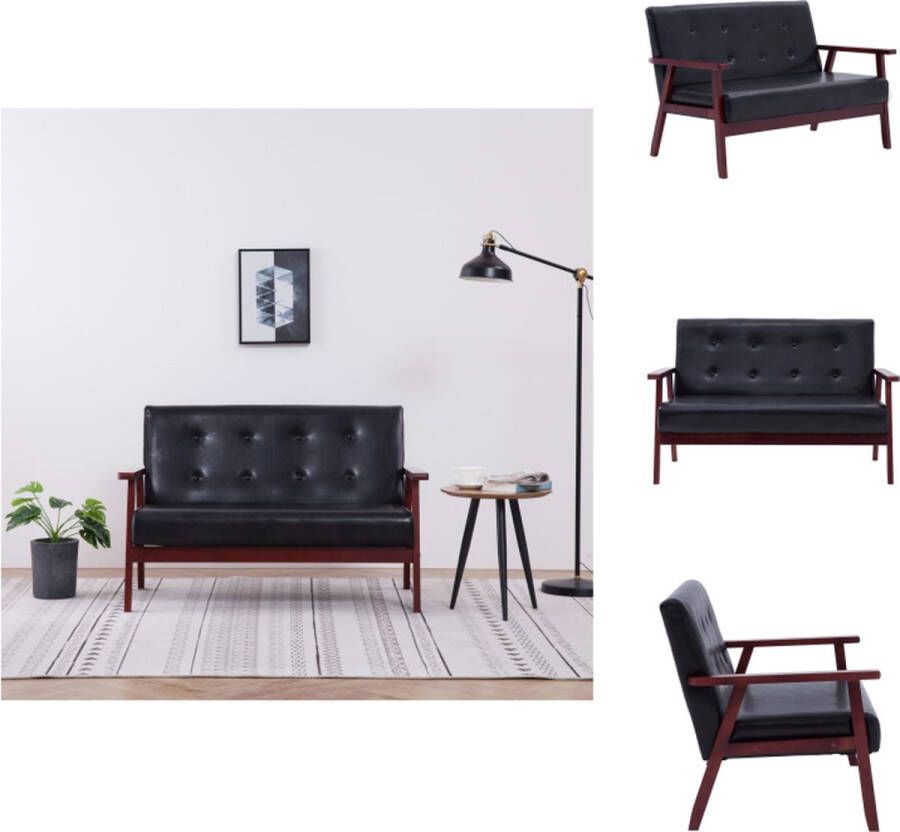 VidaXL Retro Sofa 113.5 x 67 x 73.5 cm Zwart Houten Frame Kunstleren Bekleding Bank